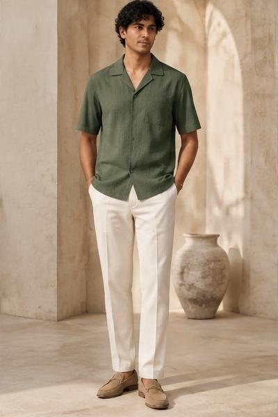 Olive Camp Collar Shirt