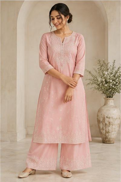 Blush Chikankari Set